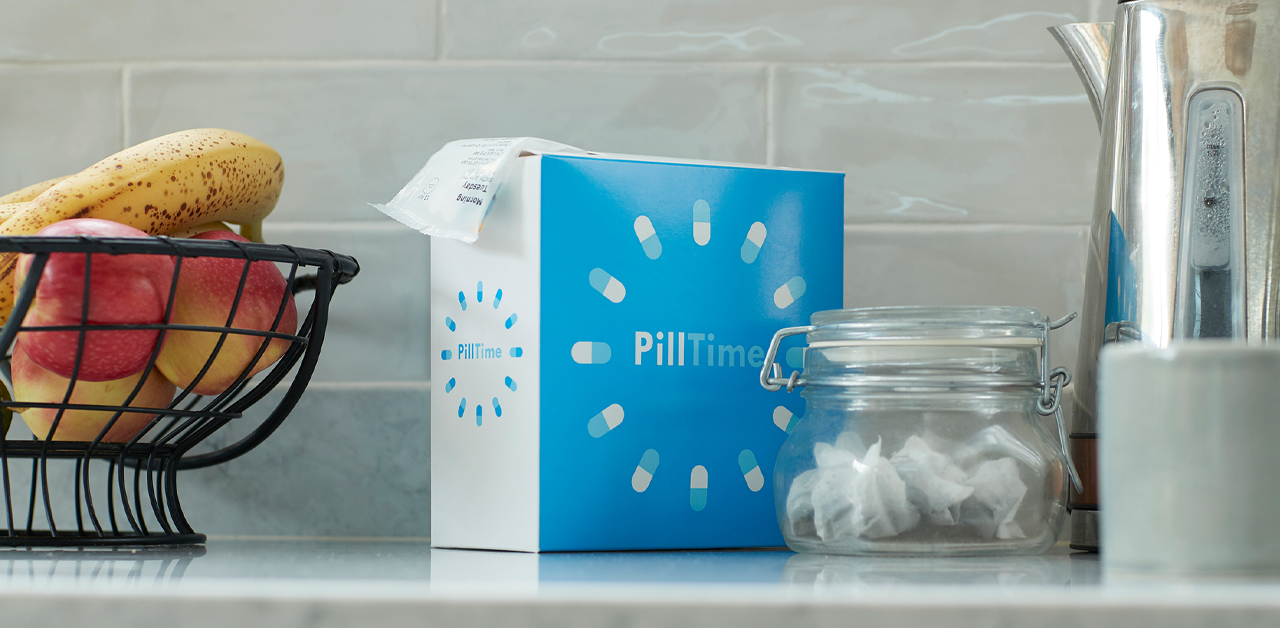 A PillTime medication package on a table
